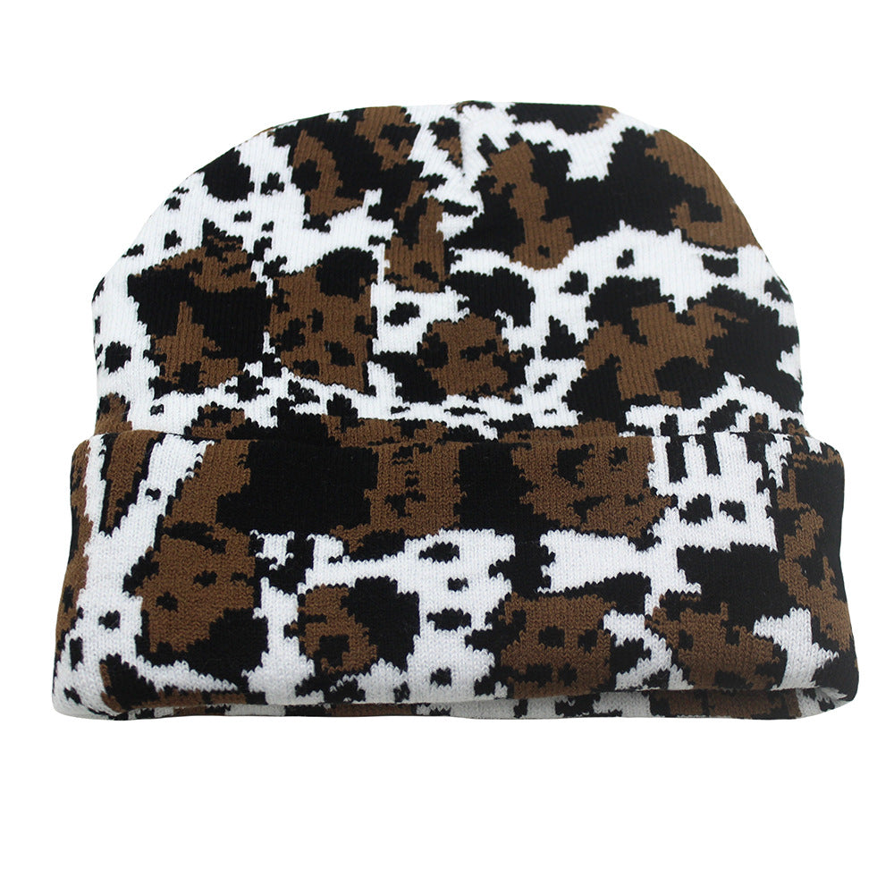 Cow Pattern Knitted Beanie