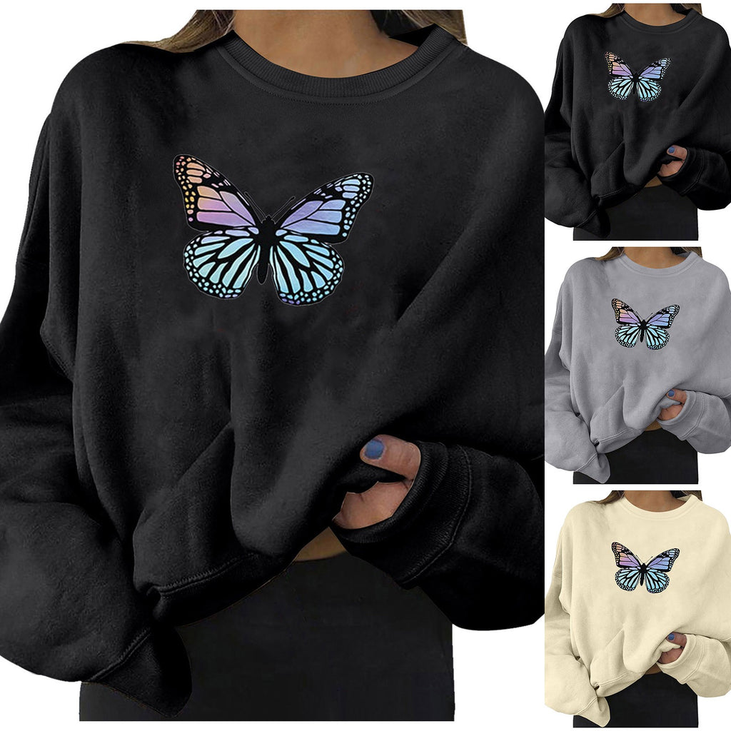 Oversized Women's Butterfly Print Sweater