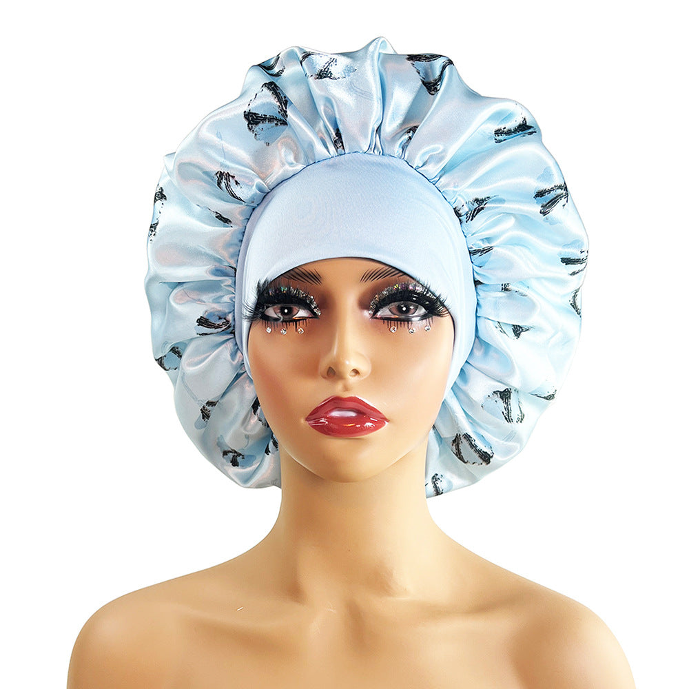 Wide-brimmed Satin Printed Bonnet