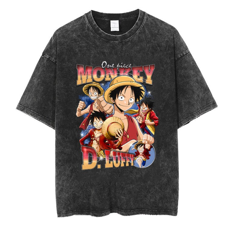 One Piece Vintage Washed Anime Graphic T-Shirt