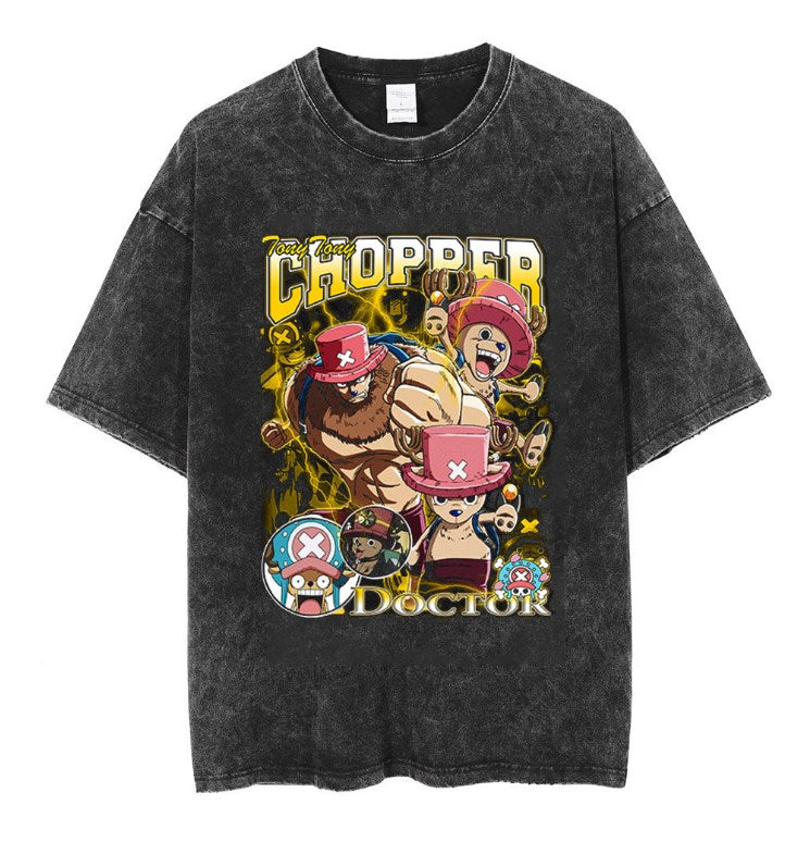 One Piece Vintage Washed Anime Graphic T-Shirt