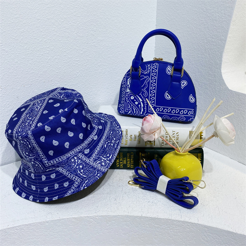 Cashew Flower Fisherman's Hat & Shell Handbag Set