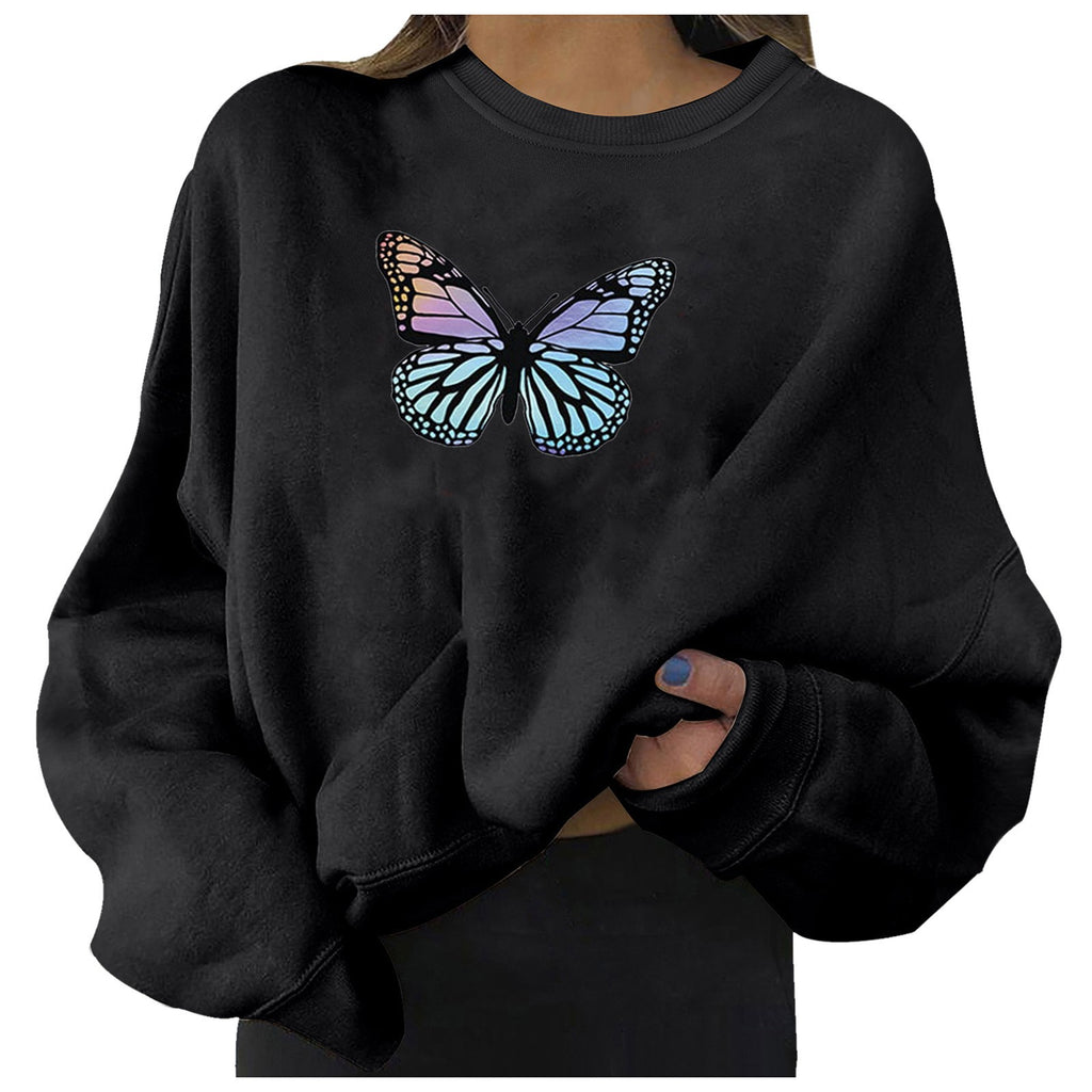Oversized Women's Butterfly Print Sweater