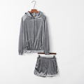 Velvet Sports Set with Hoodie and Shorts