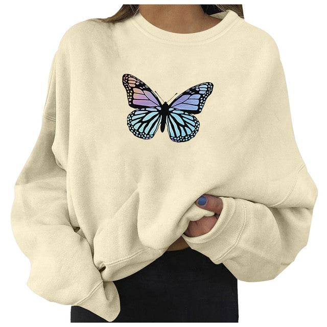 Oversized Women's Butterfly Print Sweater