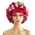 Wide-brimmed Satin Printed Bonnet
