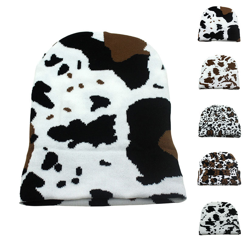 Cow Pattern Knitted Beanie