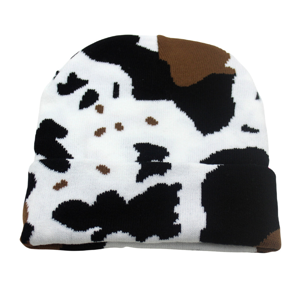 Cow Pattern Knitted Beanie