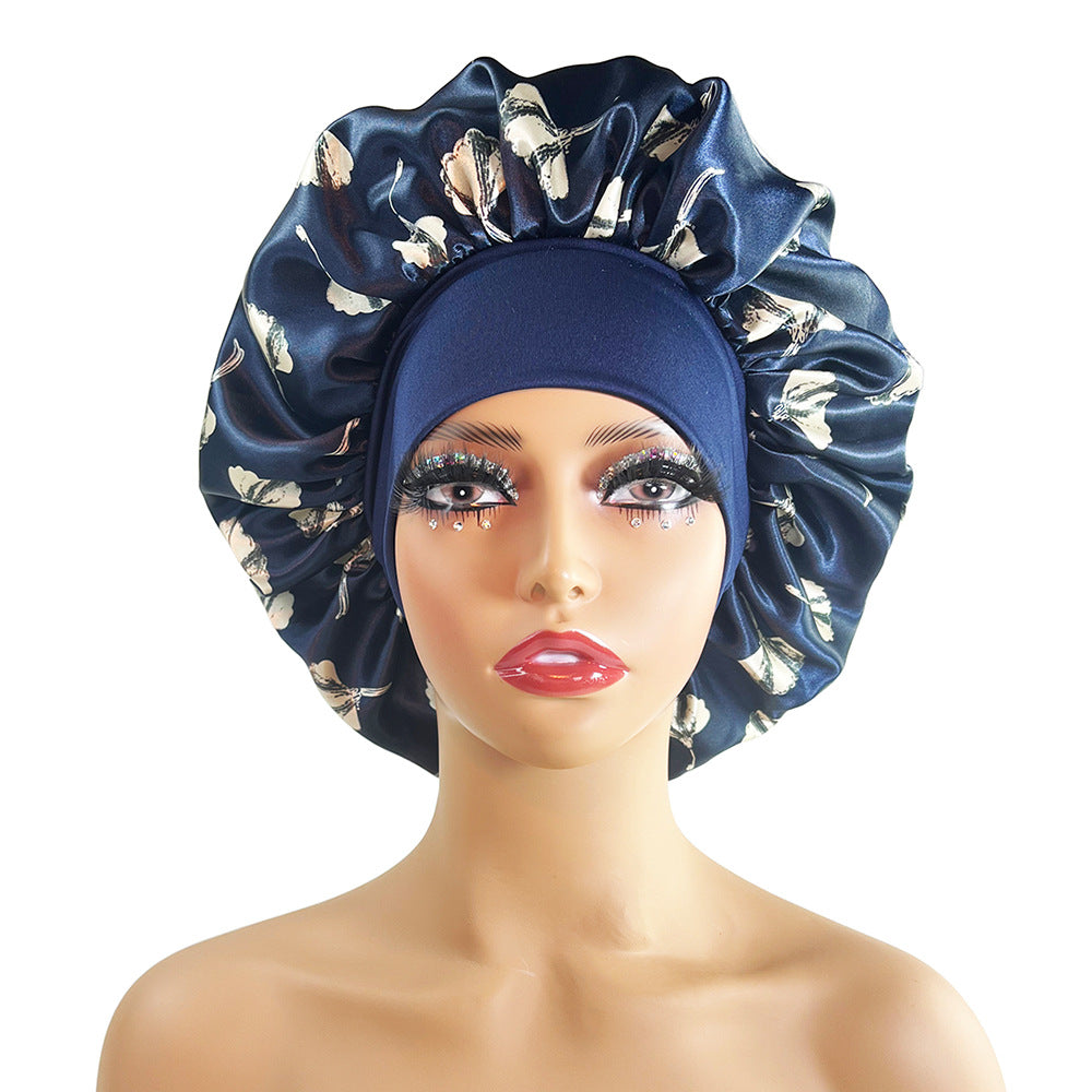 Wide-brimmed Satin Printed Bonnet