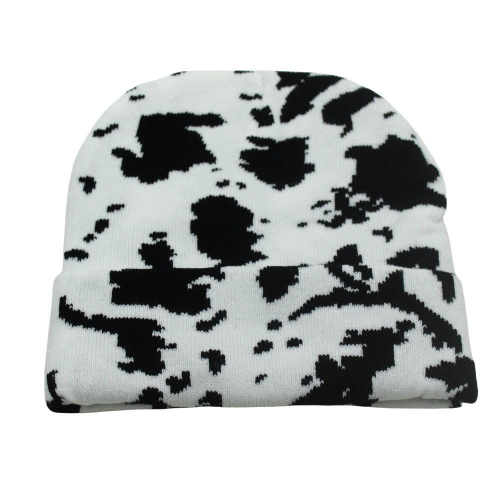 Cow Pattern Knitted Beanie